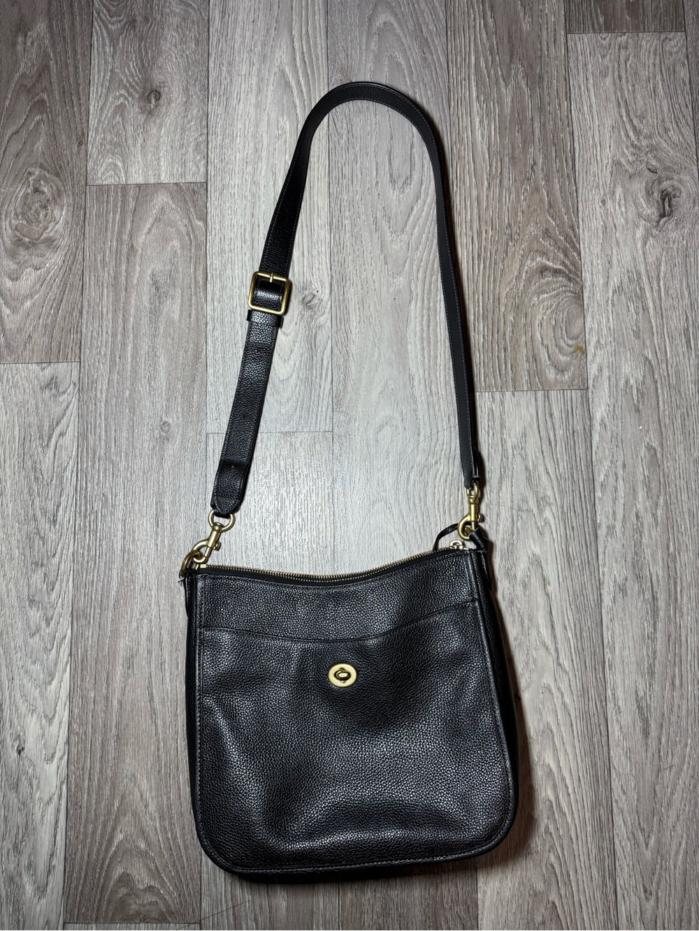COACH Black Pebbled Leather Chaise Crossbody (Read Description)
